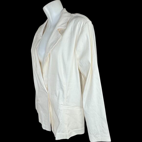 Studio Park x Leah Williams Elevated Linen Blazer Ivory XL Tuxedo Lapel NWOT - Picture 9 of 15